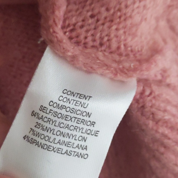 WAYF Milo Knot Tie Front Mockneck Sweater Pink Wool Blend Nordstrom Small NWT - Picture 7 of 8